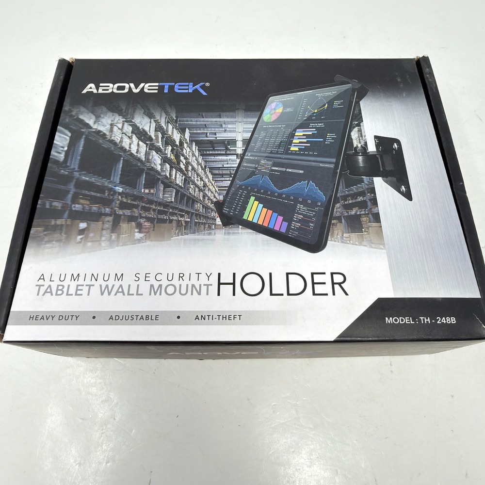 AboveTEK Tablet Wall Mount Holder Black Aluminum Anti-Theft TH-248B